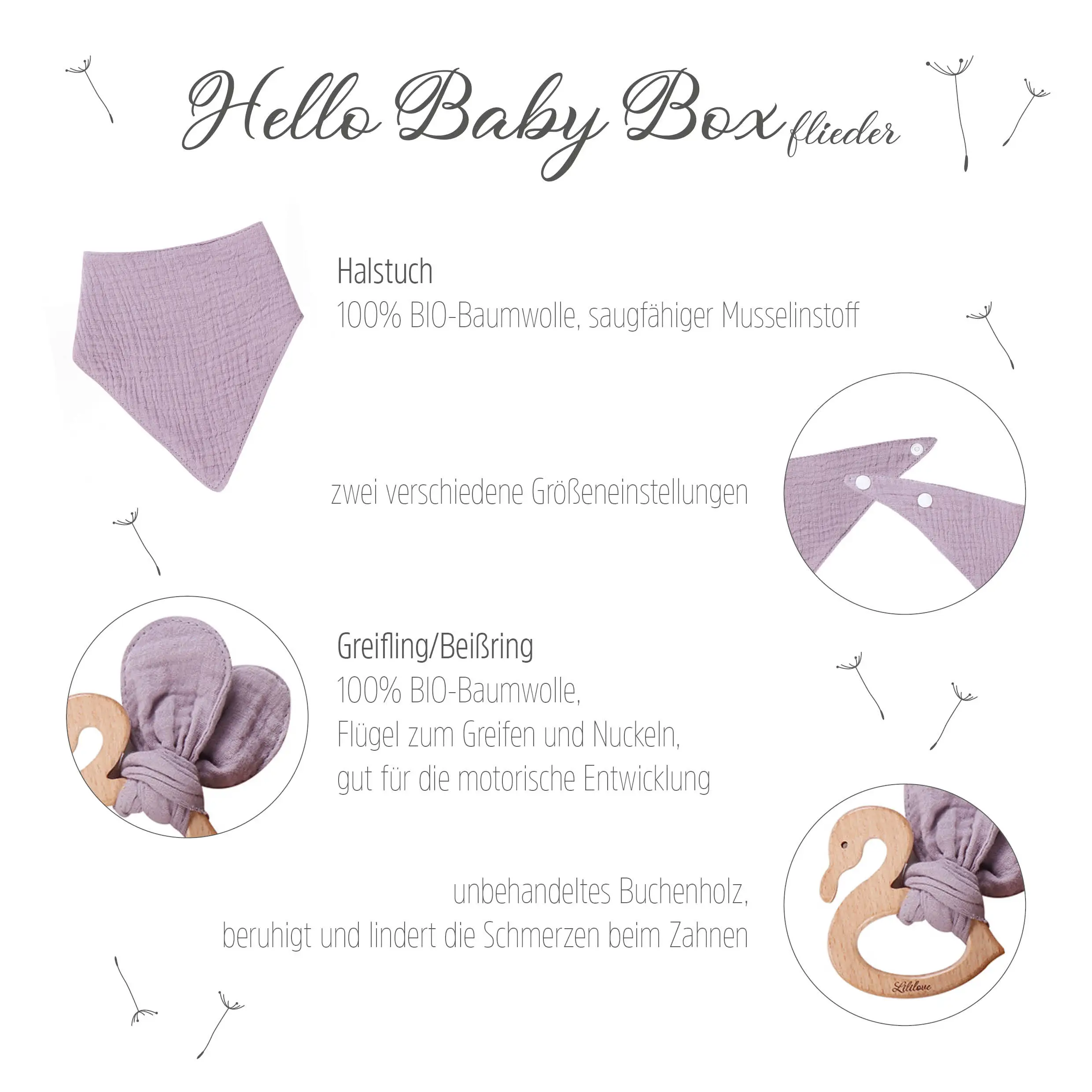 Geschenkset - Hello Baby Box - flieder
