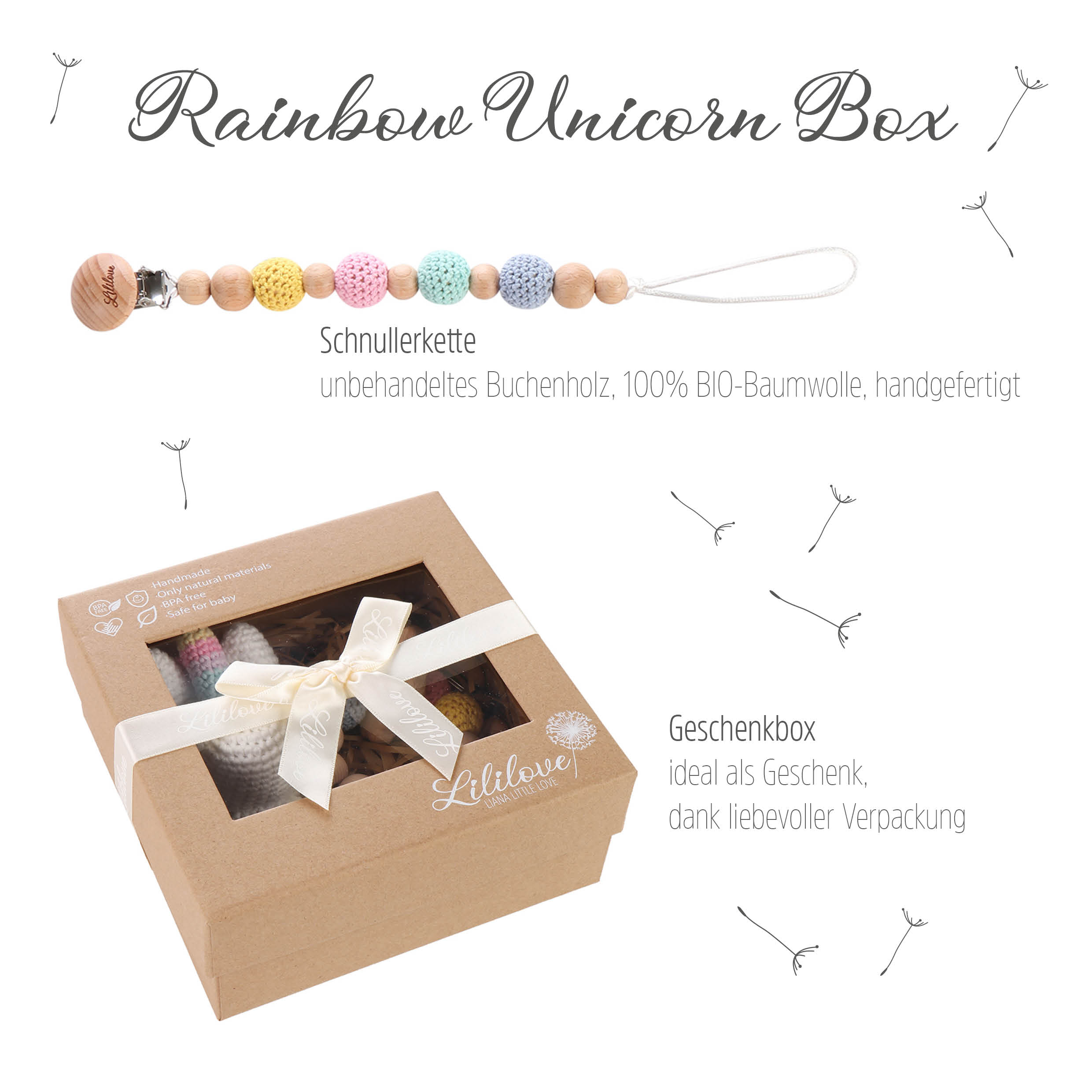 Geschenkset - Rainbow Unicorn Box - handmade