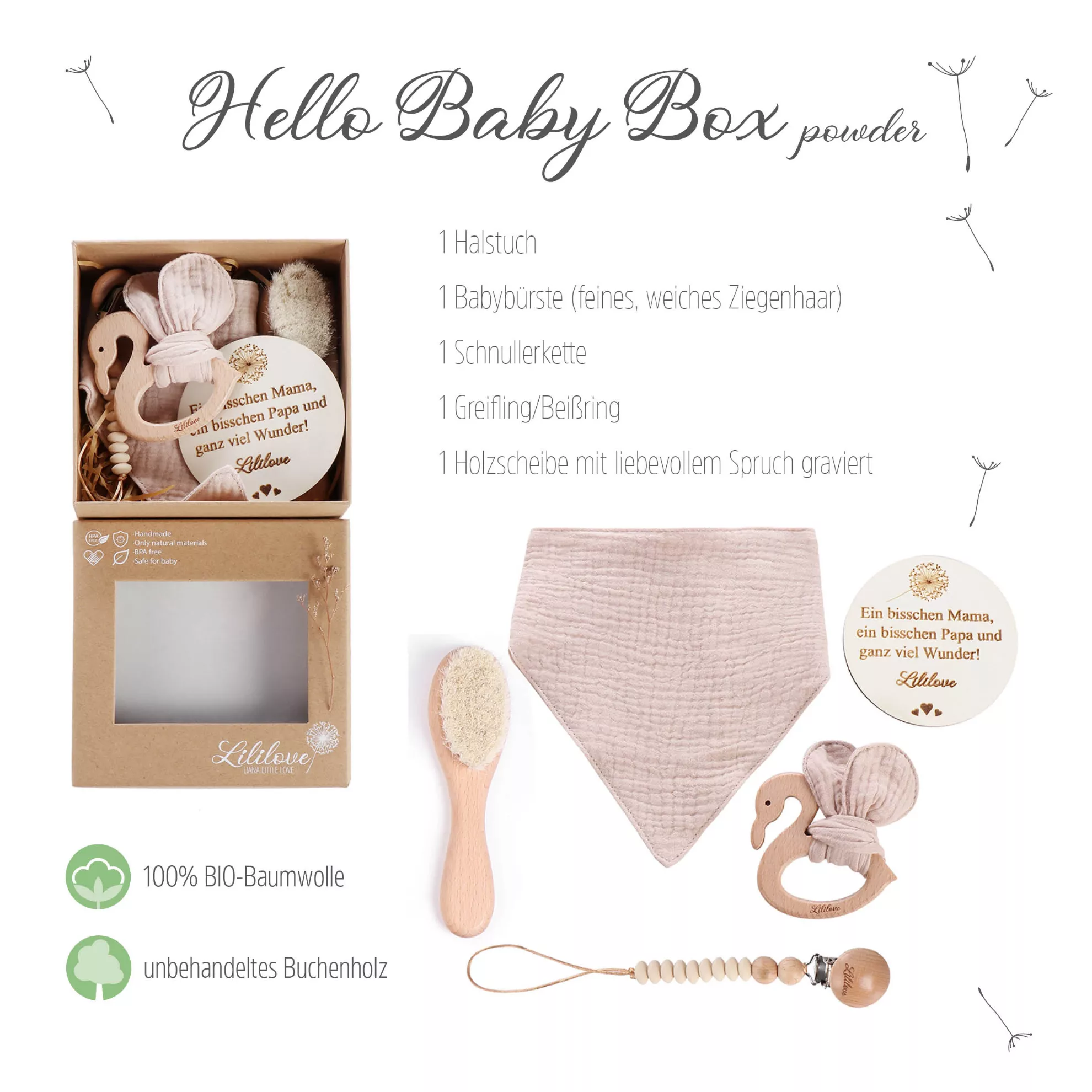 Lililove Geschenkset - Hello Baby Box powder